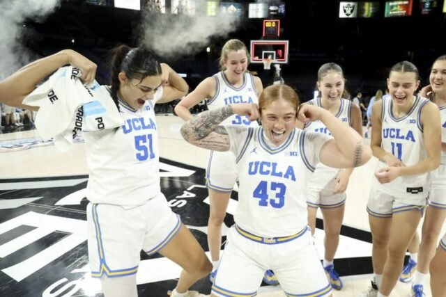 Megan Grant, All-American de softball da UCLA, jogando basquete dos Bruins
| cinetotal.com.br